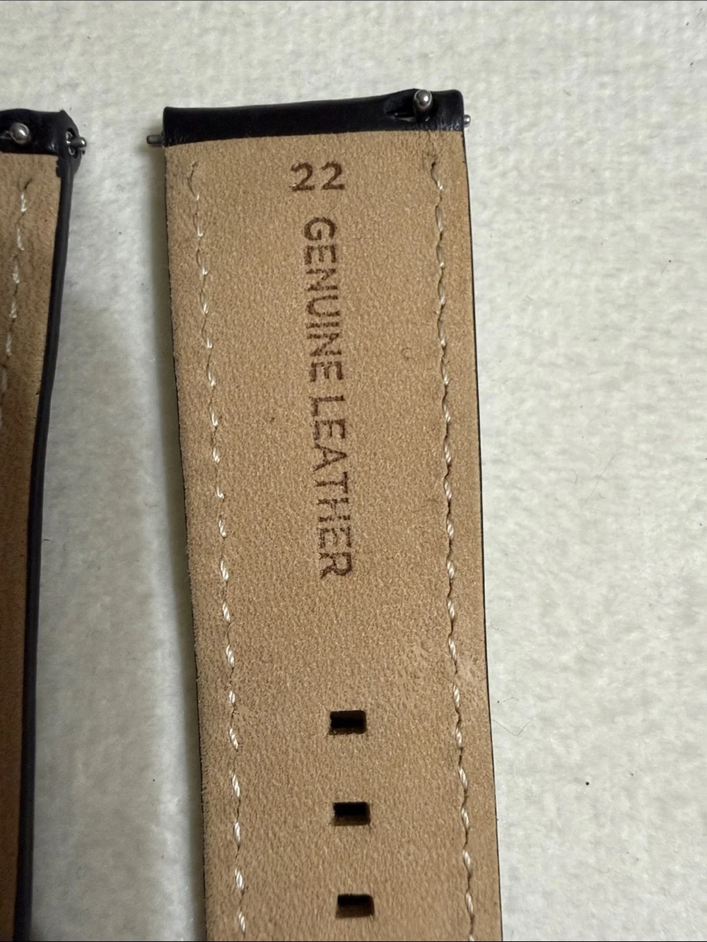 22mm Fossil Black Leather Watch Strap with Silver Buckle
